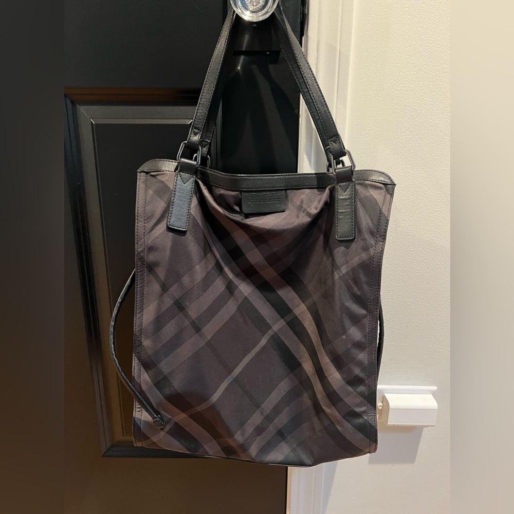 Burberry Tote Bag - Black Nylon and Leather